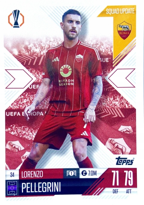 34 Lorenzo Pellegrini AS Roma Squad Update Match Attax Extra 2025