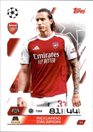 33 Riccardo Calafiori Arsenal Base Match Attax 2025/26