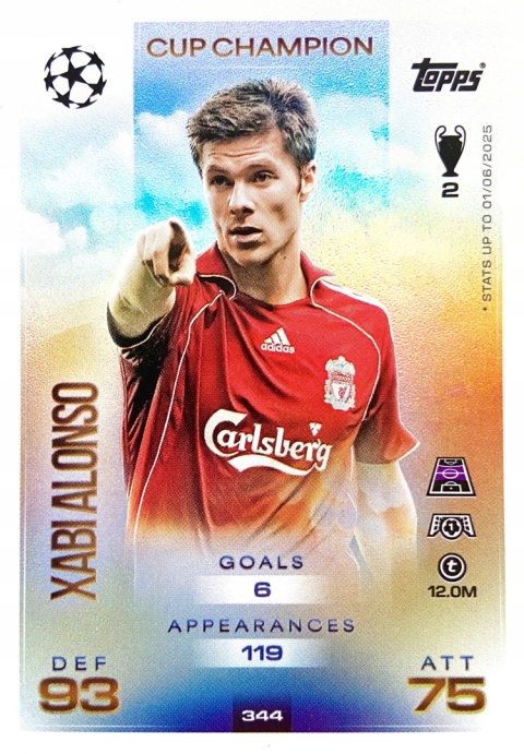 344 Xabi Alonso Liverpool Cup Champion Match Attax 2025/26