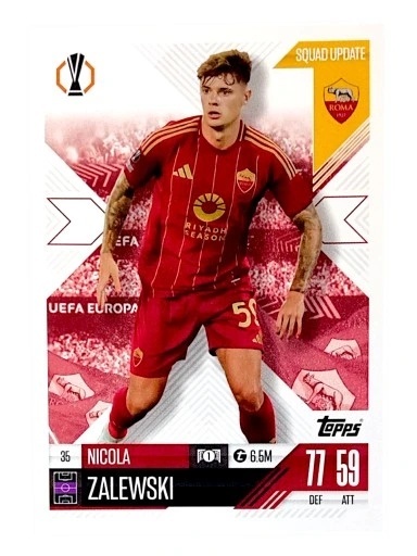 35 Nicola Zalewski AS Roma Squad Update Match Attax Extra 2025