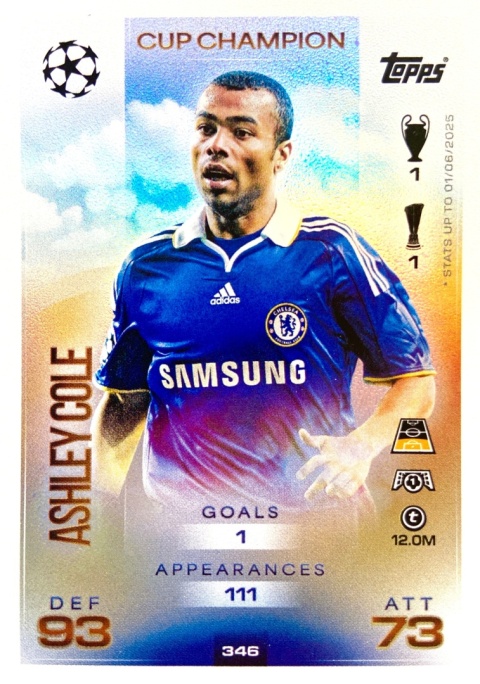 346 Ashley Cole Chelsea Cup Champion Match Attax 2025/26