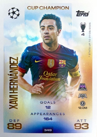 349 Xavi Hernández FC Barcelona Cup Champion Match Attax 2025/26