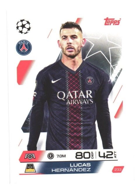 233 Lucas Hernández PSG Base Match Attax 2025/26