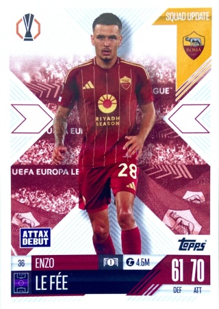 36 Enzo Le Fée AS Roma Squad Update Match Attax Extra 2025