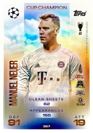 357 Manuel Neuer FC Bayern Cup Champion Match Attax 2025/26