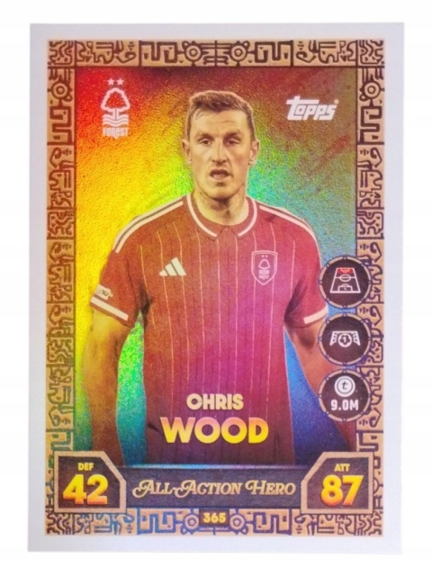 365 Chris Wood Nottingham Forest All-Action Hero Match Attax 2025/26