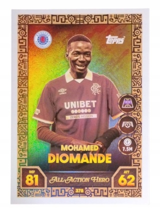 378 Mohamed Diomande Rangers FC All-Action Hero Match Attax 2025/26