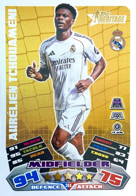384 Aurélien Tchouaméni Real Madryt Heritage Match Attax 2025/26