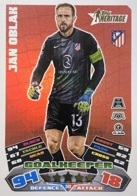 389 Jan Oblak Atlético Madryt Heritage Match Attax 2025/26