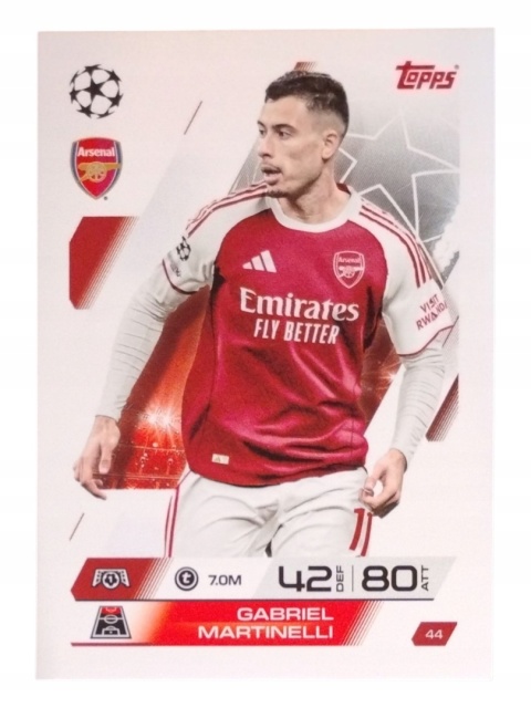 44 Gabriel Martinelli Arsenal Base Match Attax 2025/26