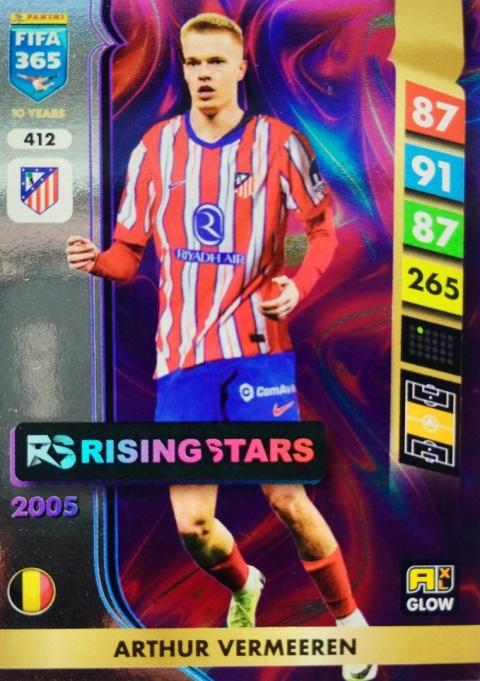412 Arthur Vermeeren Atlético Madryt Glow Rising Star FIFA 365 2025