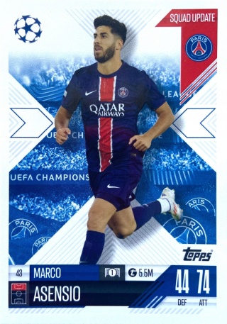 43 Marco Asensio PSG Squad Update Match Attax Extra 2025