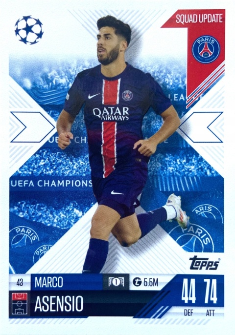 43 Marco Asensio PSG Squad Update Match Attax Extra 2025