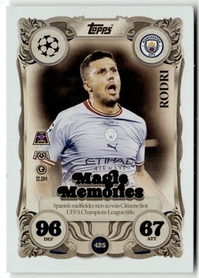 425 Rodri Manchester City Magic Memories Match Attax 2025/26