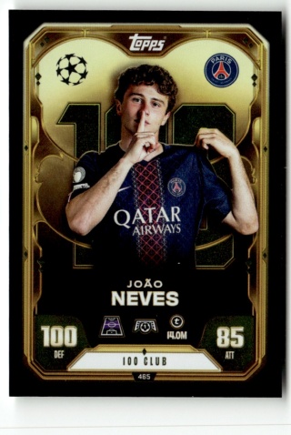 465 João Neves PSG 100 Club Match Attax 2025/26