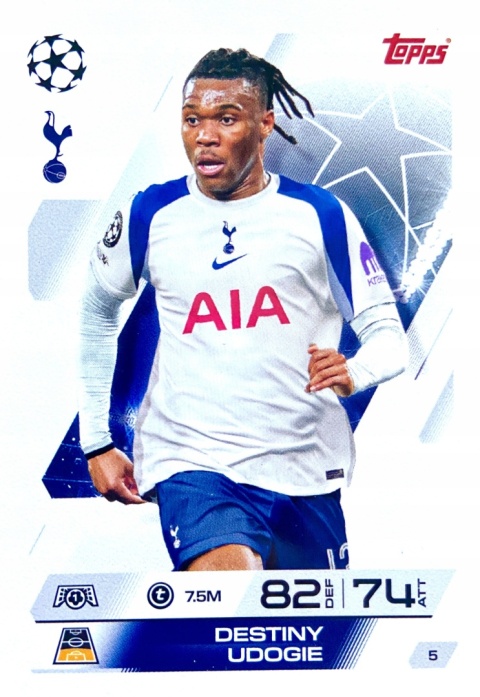 5 Destiny Udogie Tottenham Base Match Attax 2025/26