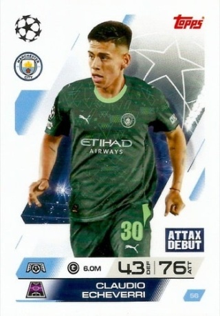 56 Claudio Echeverri Manchester City Base Match Attax 2025/26
