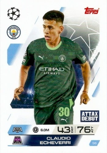 56 Claudio Echeverri Manchester City Base Match Attax 2025/26