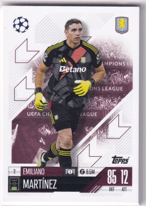 2 Emiliano Martinez Aston Villa Base card Match Attax 2024/25