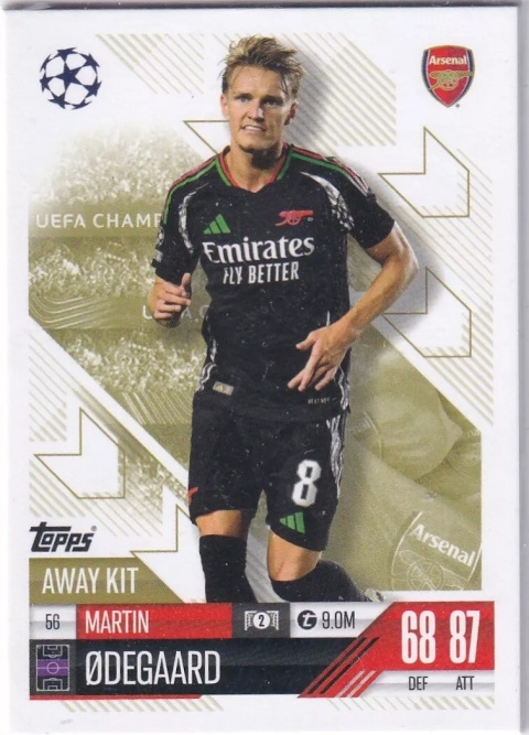 56 Martin Ødegaard Arsenal Away Kit Match Attax Extra 2025