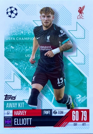 57 Harvey Elliott Liverpool Away Kit Match Attax Extra 2025
