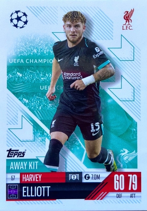 57 Harvey Elliott Liverpool Away Kit Match Attax Extra 2025