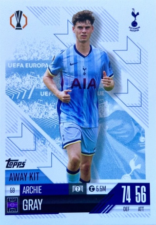 59 Archie Gray Tottenham Hotspur Away Kit Match Attax Extra 2025