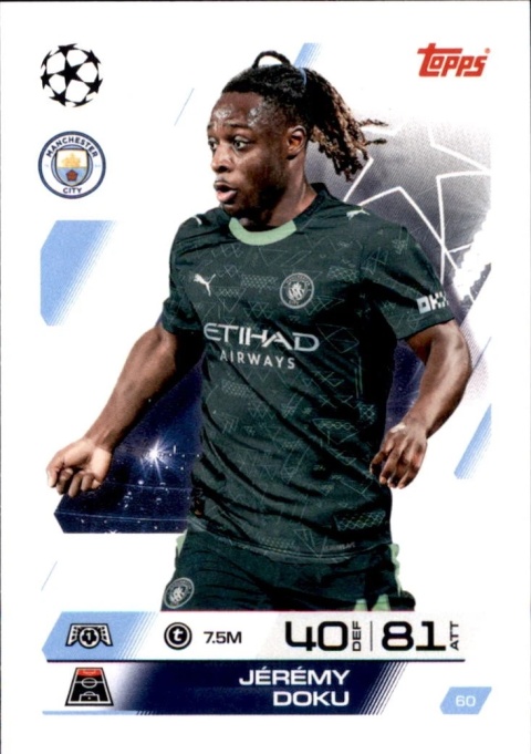 60 Jérémy Doku Manchester City Base Match Attax 2025/26