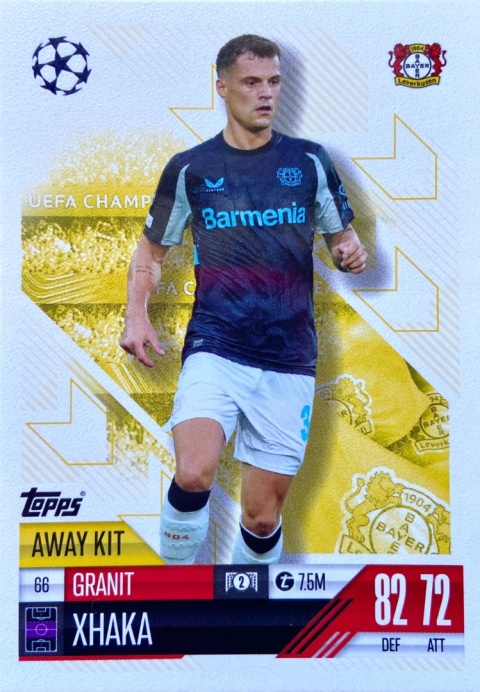 66 Granit Xhaka Bayer 04 Leverkusen Away Kit Match Attax Extra 2025