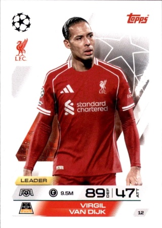 12 Virgil van Dijk Liverpool Base Match Attax 2025/26