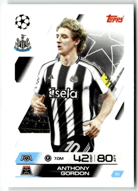 81 Anthony Gordon Newcastle United Base Match Attax 2025/26