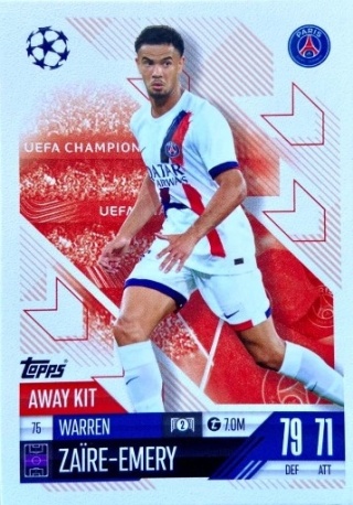75 Warren Zaïre-Emery PSG Away Kit Match Attax Extra 2025