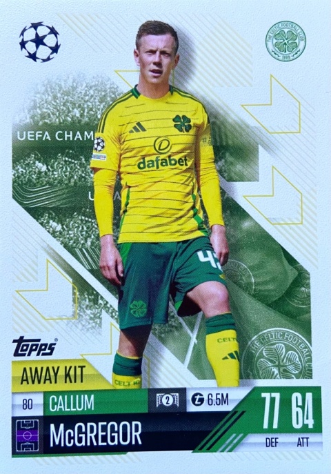 80 Callum McGregor Celtic FC Away Kit Match Attax Extra 2025