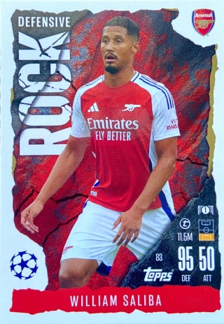 83 William Saliba Arsenal Defensive Rock Match Attax Extra 2025