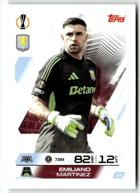 83 Emiliano Martínez Aston Villa Base Match Attax 2025/26