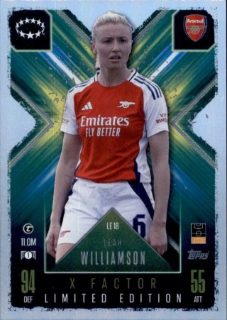 LE18 Leah Williamson Arsenal X-Factor Limited Edition Match Attax Extra 2025