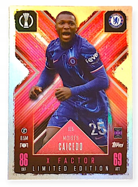 LE5 Caicedo Chelsea X-Factor Limited Edition Match Attax Extra 2025