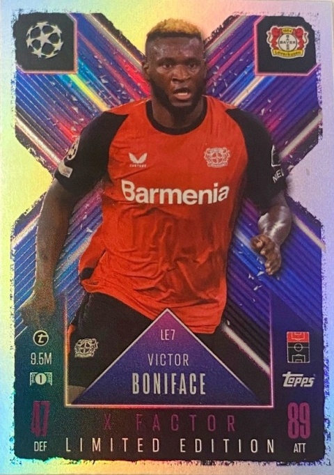 LE7 Victor Boniface Bayer 04 Leverkusen X-Factor Limited Edition Match Attax Extra 2025