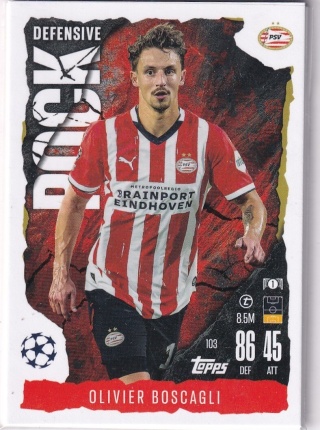 103 Olivier Boscagli PSV Eindhoven Defensive Rock Match Attax Extra 2025
