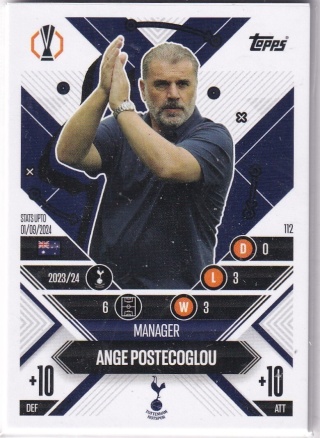112 Ange Postecoglou Tottenham Hotspur Manager Career Match Attax Extra 2025