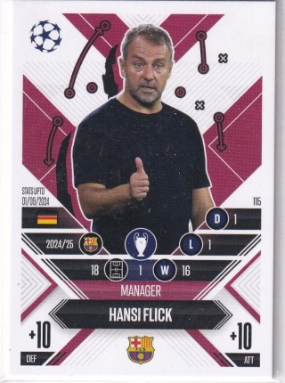 115 Hansi Flick FC Barcelona Manager Career Match Attax Extra 2025
