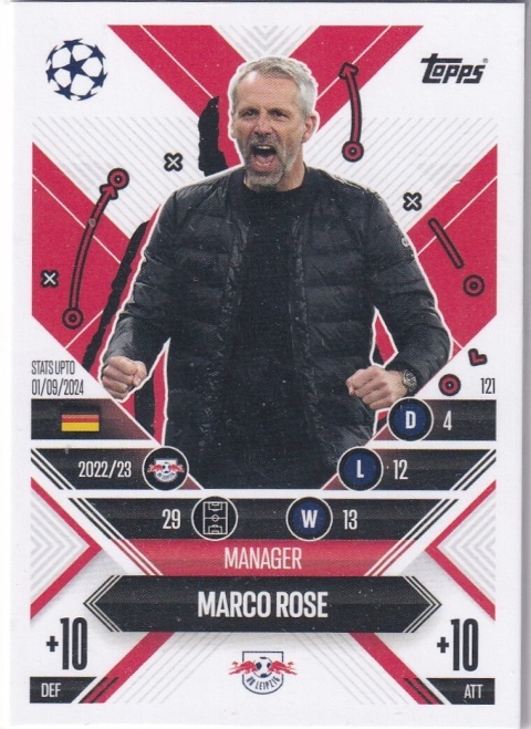 121 Marco Rose RB Leipzig Manager Career Match Attax Extra 2025