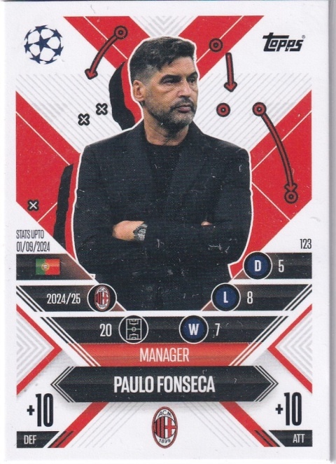 123 Paulo Fonseca AC Milan Manager Career Match Attax Extra 2025