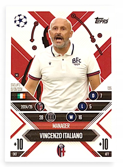 126 Vincenzo Italiano Bologna FC 1909 Manager Career Match Attax Extra 2025