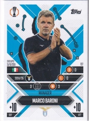 127 Marco Baroni SS Lazio Manager Career Match Attax Extra 2025