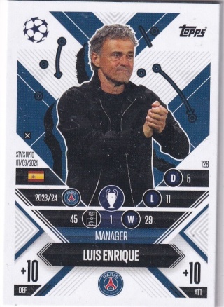 128 Luis Enrique PSG Manager Career Match Attax Extra 2025
