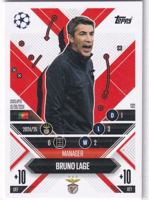 132 Bruno Lage SL Benfica Manager Career Match Attax Extra 2025