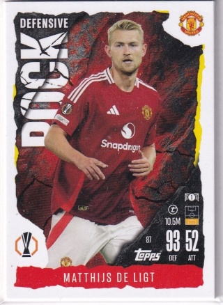 87 Matthijs de Ligt Manchester United Defensive Rock Match Attax Extra 2025