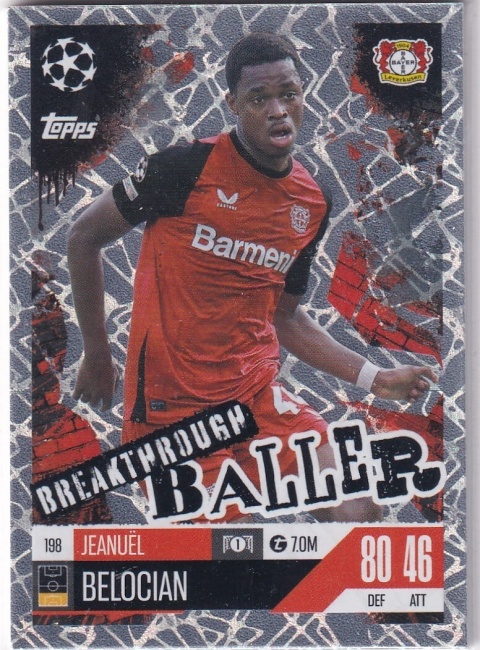 198 Jeanuél Belocian Bayer 04 Leverkusen Breakthrough Baller Match Attax Extra 2025