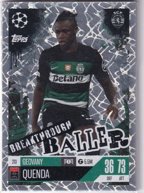 213 Geovany Quenda Sporting Breakthrough Baller Match Attax Extra 2025